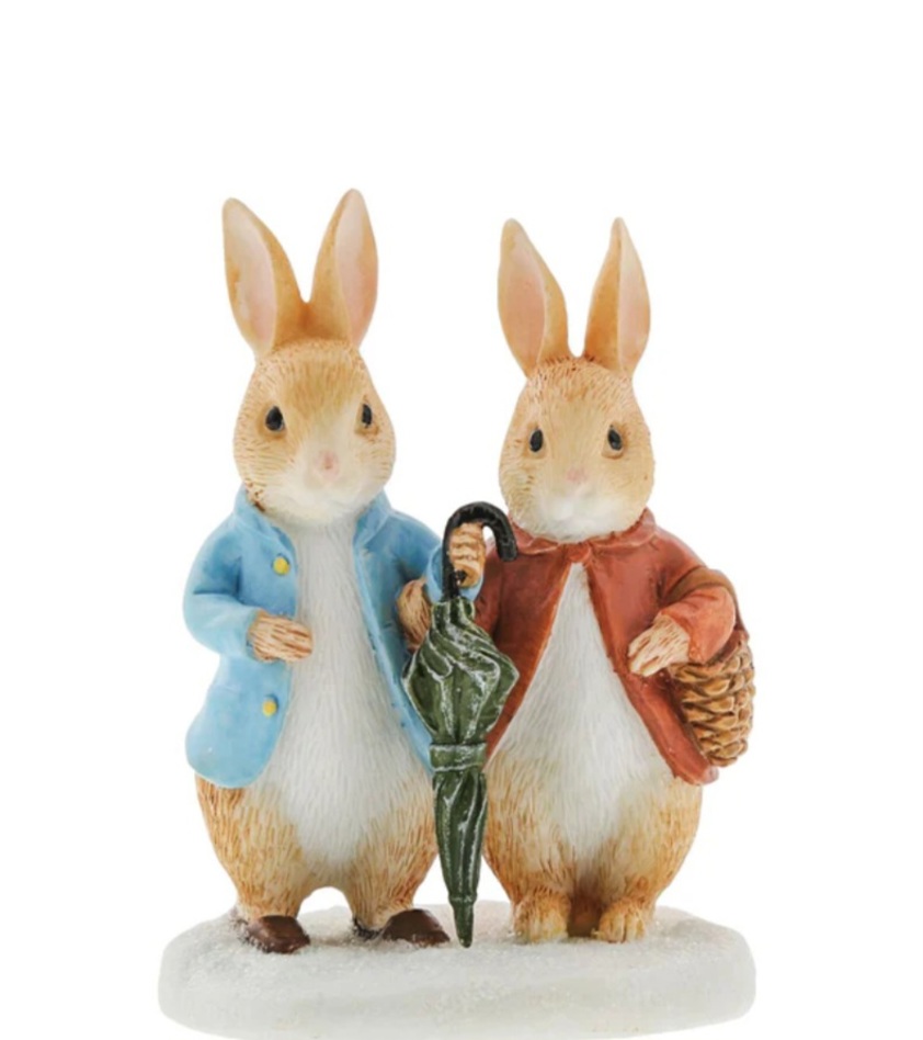 Beatrix Potter's: Peter Rabbit and Flopsy in Winter Figurine