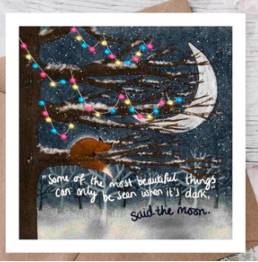 Fox Under The Moon Greetings Card - When it's Dark