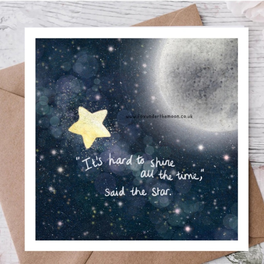 Fox Under The Moon Greetings Card - Star