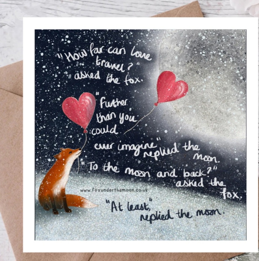 Fox Under The Moon Greetings Card - To the Moon and Back