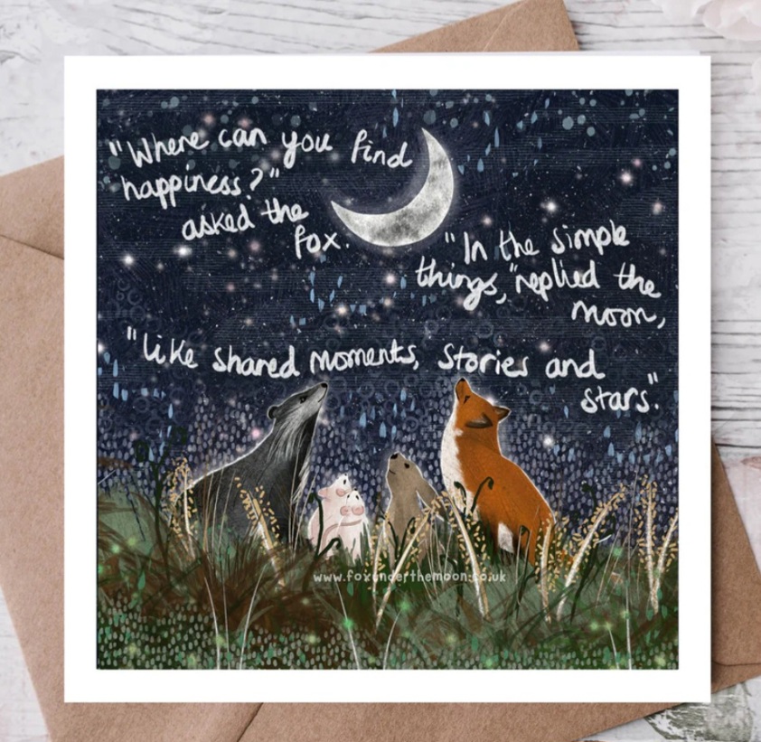 Fox Under The Moon Greetings Card - Simple Things - Card