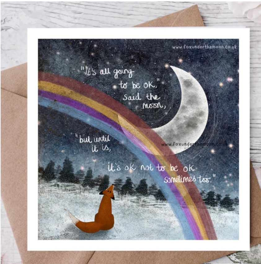 Fox Under The Moon Greetings Card - It's Ok