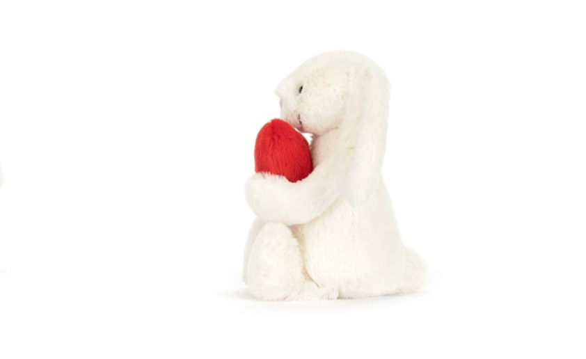 Bashful Red Love Heart Bunny - Original