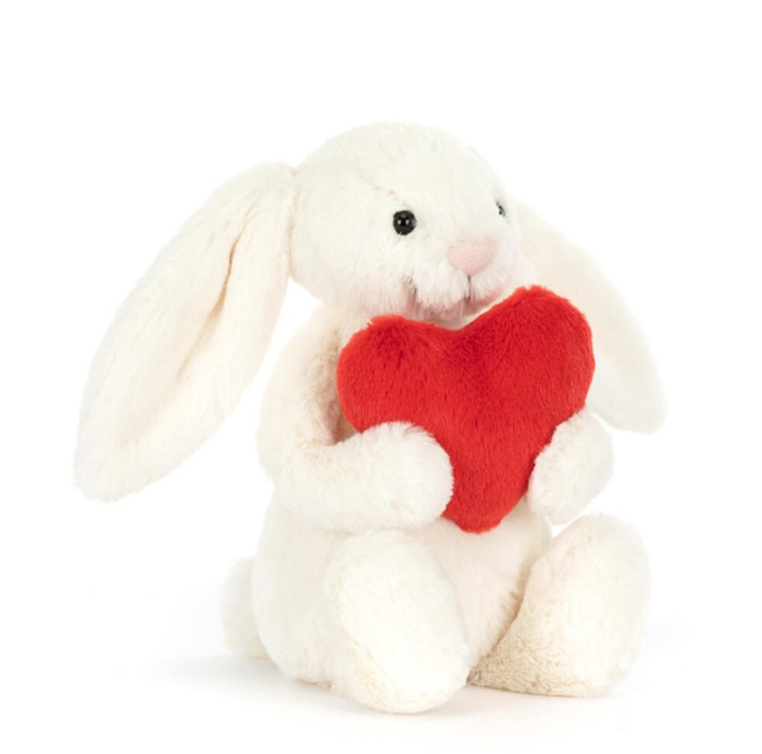 Bashful Red Love Heart Bunny - Original