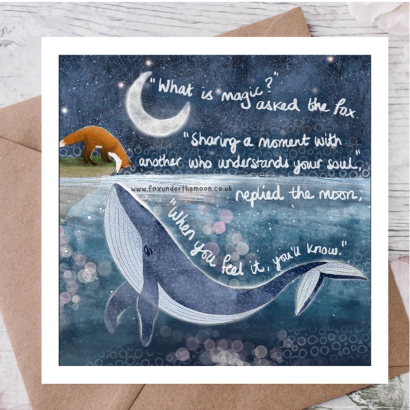 Fox Under The Moon Greetings Card - Soul Mates