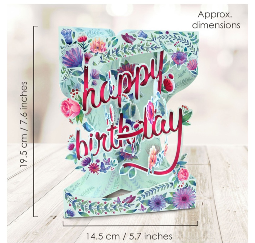 Happy Birthday Flowers Swing Card (SC204)