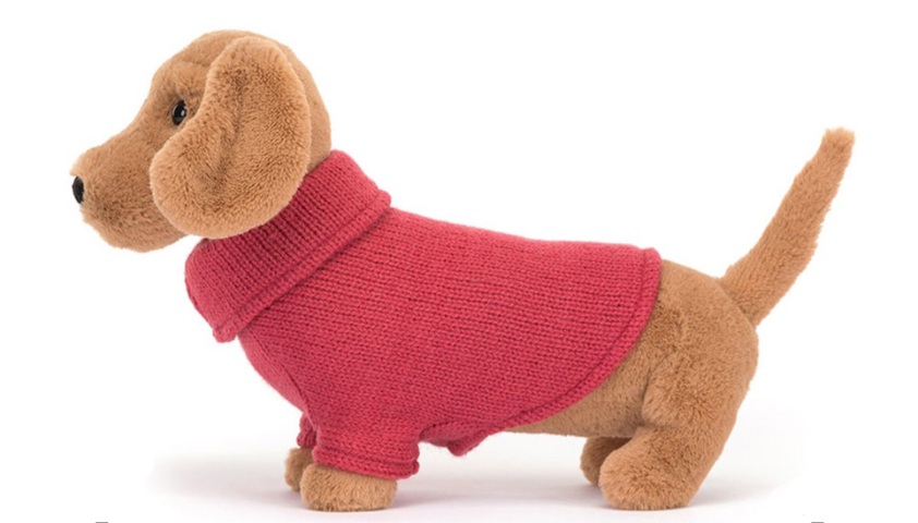 Pink Sweater Sausage Dog