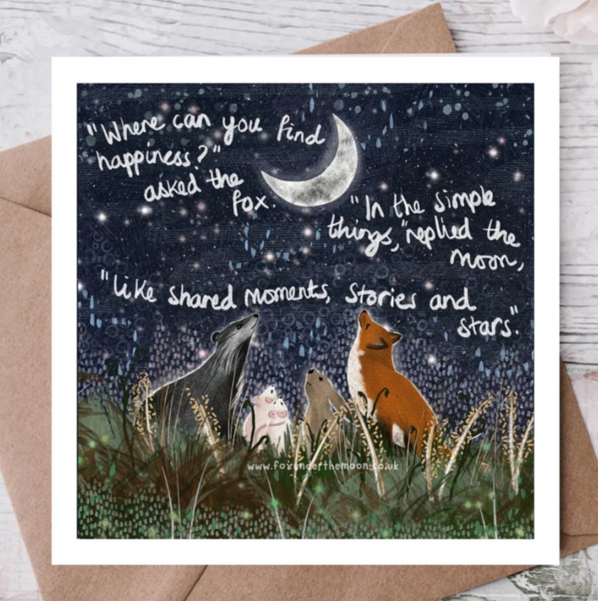 Fox Under The Moon Greetings Card - Talking Helps