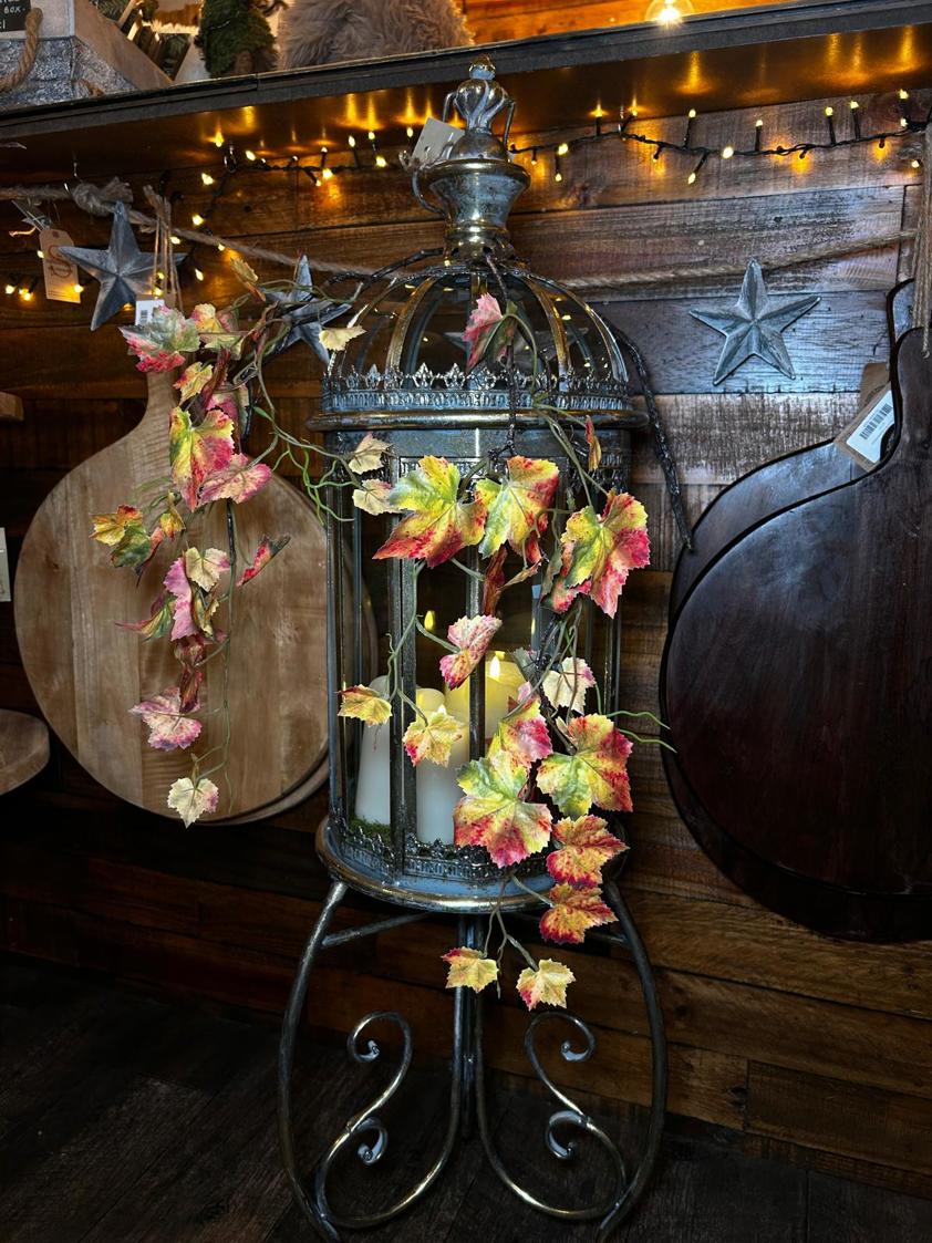 Antique Golden Lantern on Stand