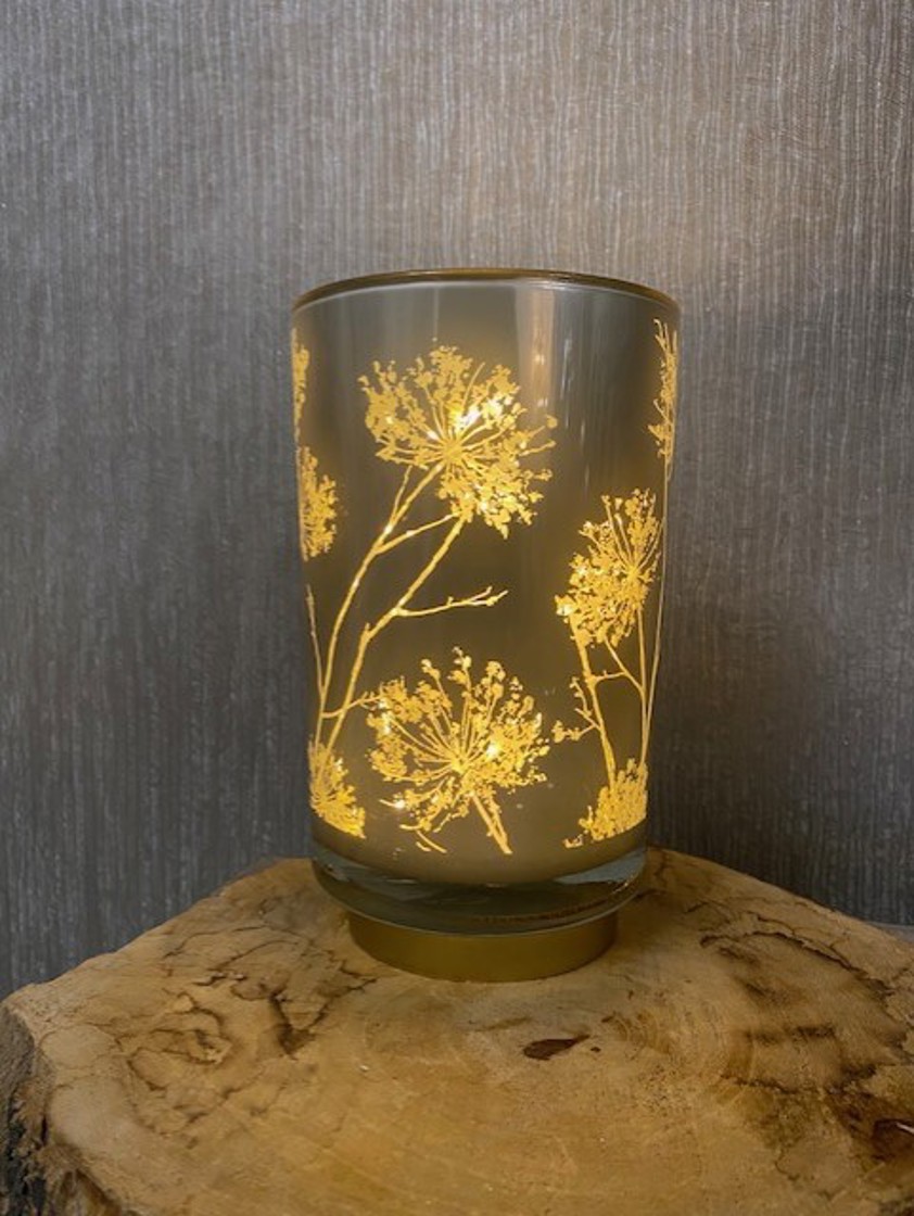 Tall Glass Tealight with winter petal