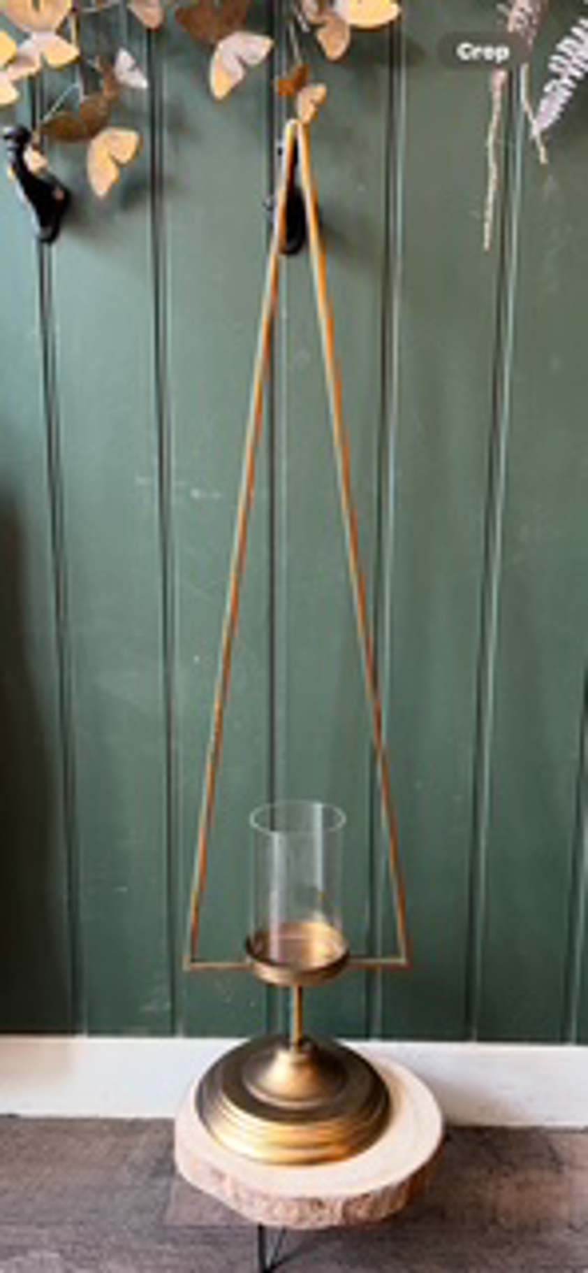 Gold Tree Candle Holder With Glass
