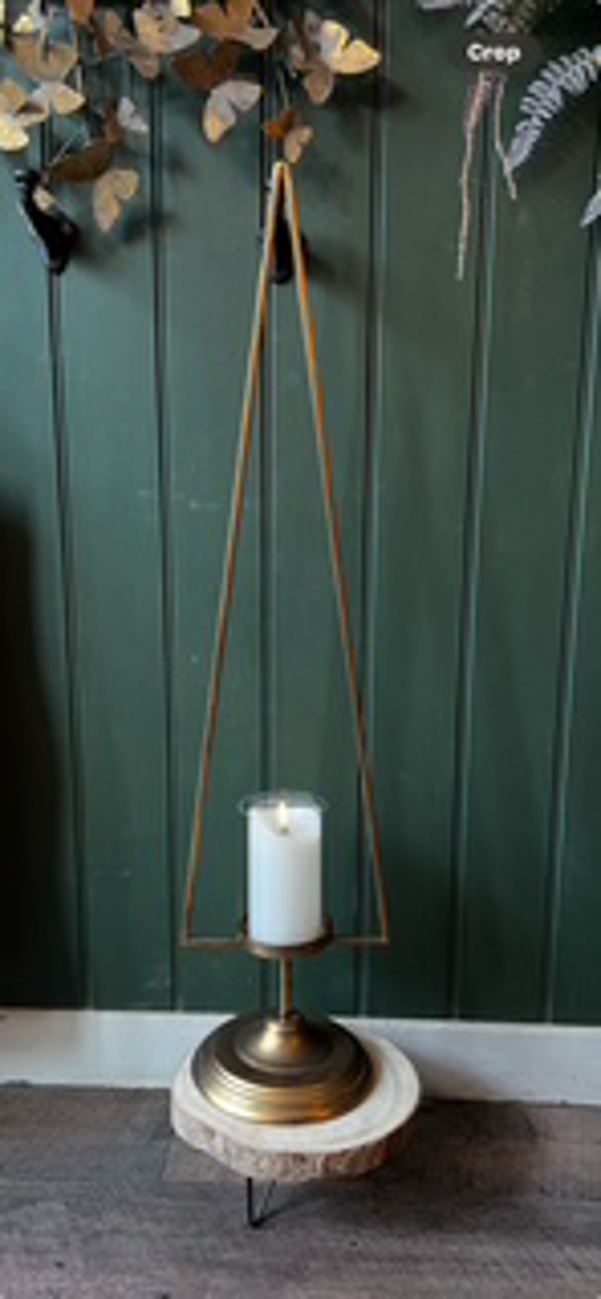 Gold Tree Candle Holder With Glass