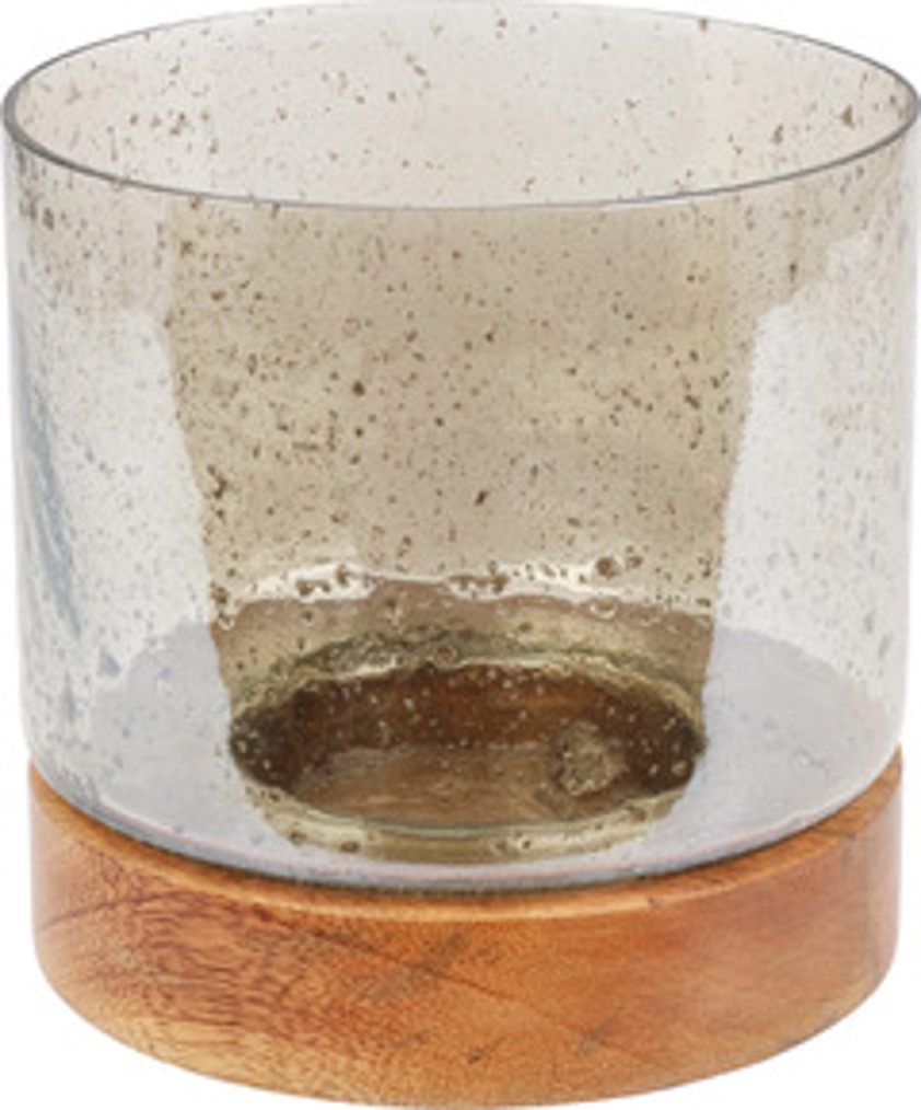 Glass And Wood  Hurricane Lantern