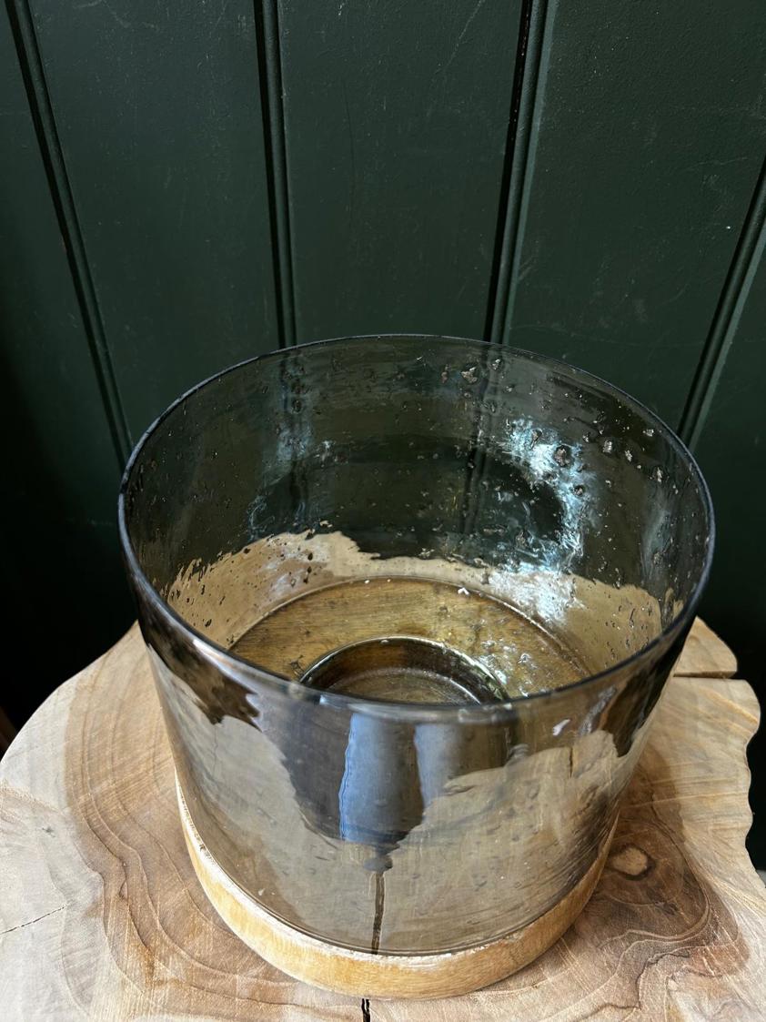 Glass And Wood  Hurricane Lantern