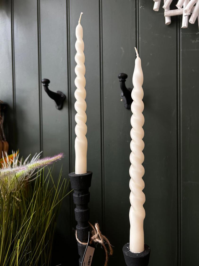 Set of 2 Dinner Candles Ivory