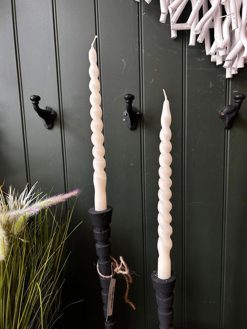 Set of 2 Dinner Candles Ivory