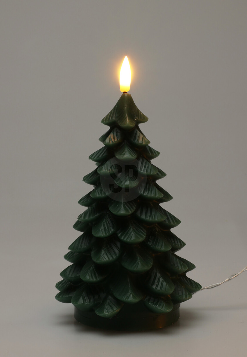 Dark Green LED Christmas Tree Candle