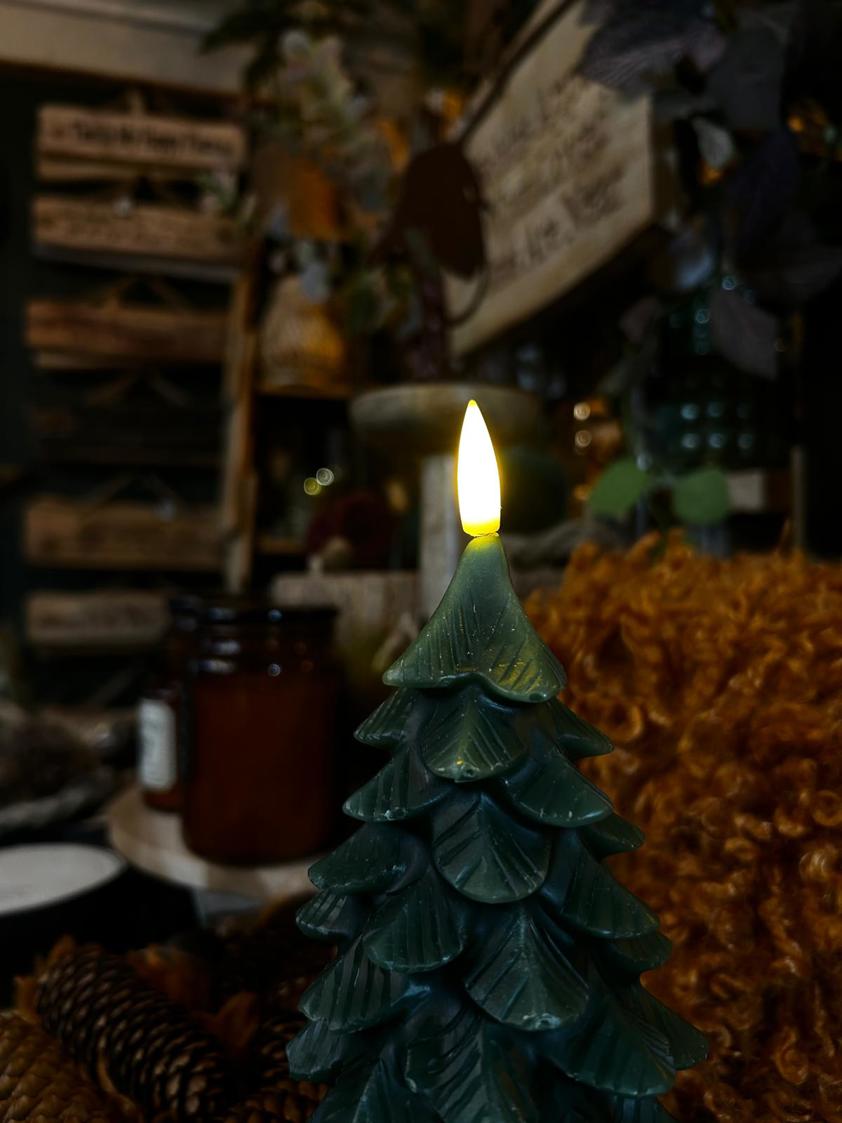 Dark Green LED Christmas Tree Candle