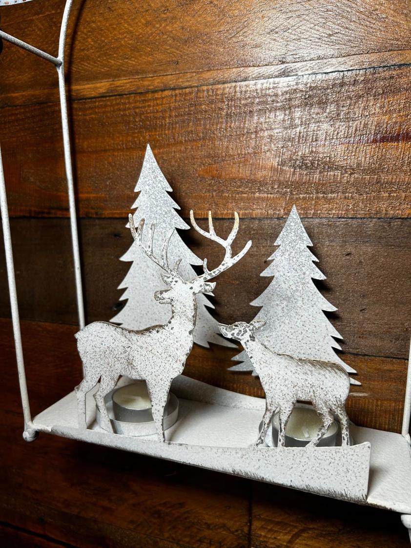 Off White Distressed Iron Stag Scene