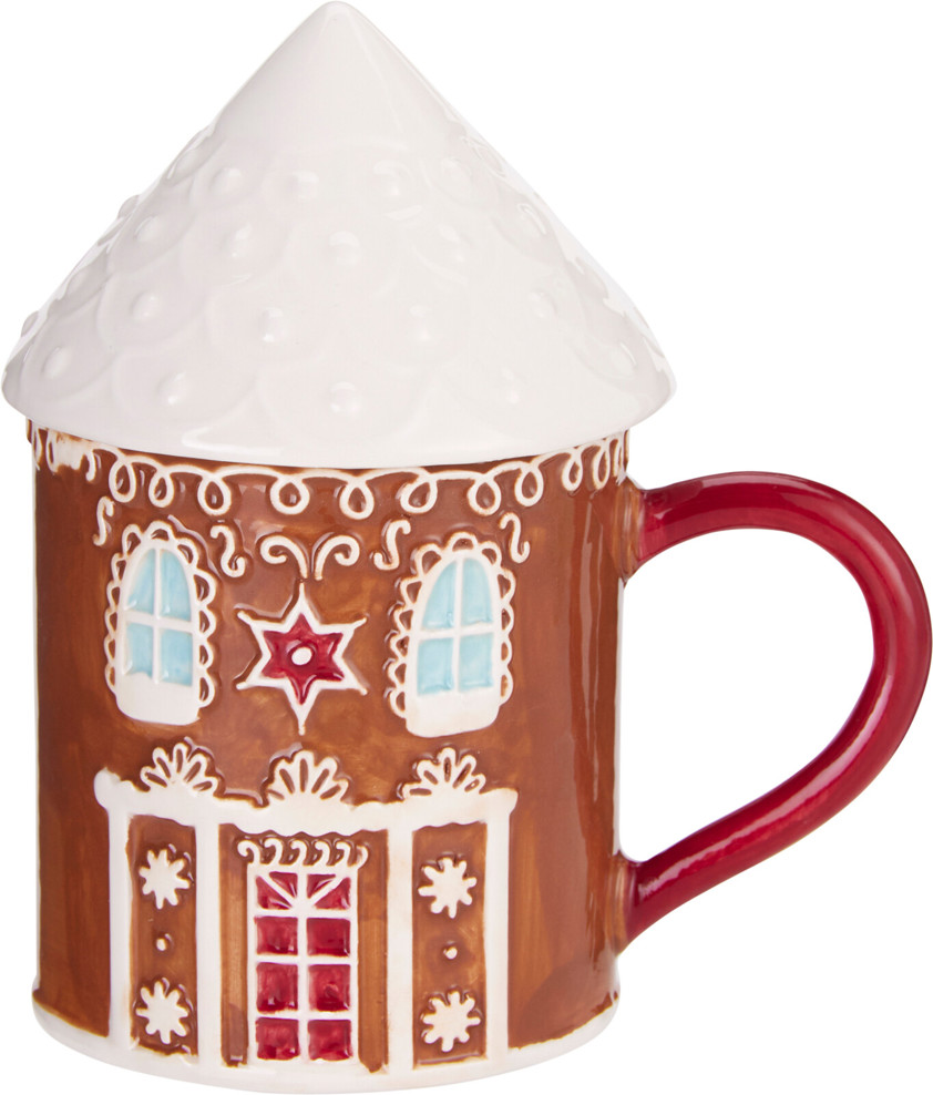 Gingerbread House Mug with Lid