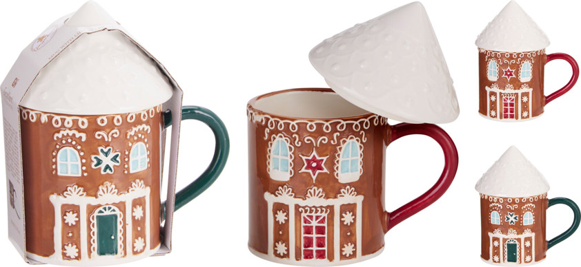 Gingerbread House Mug with Lid
