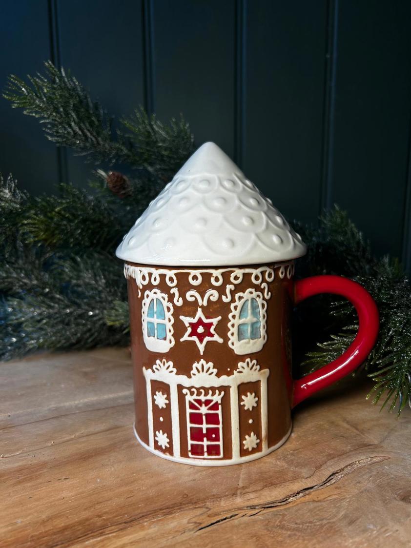 Gingerbread House Mug with Lid