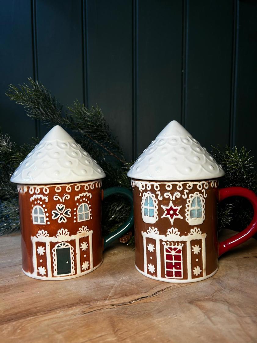 Gingerbread House Mug with Lid