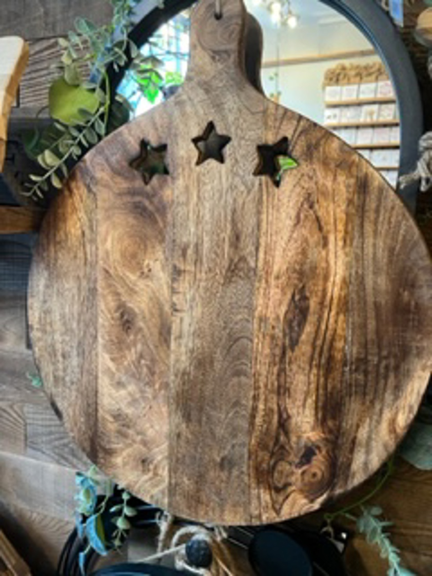 Star cut out Round Wood Board A54040050