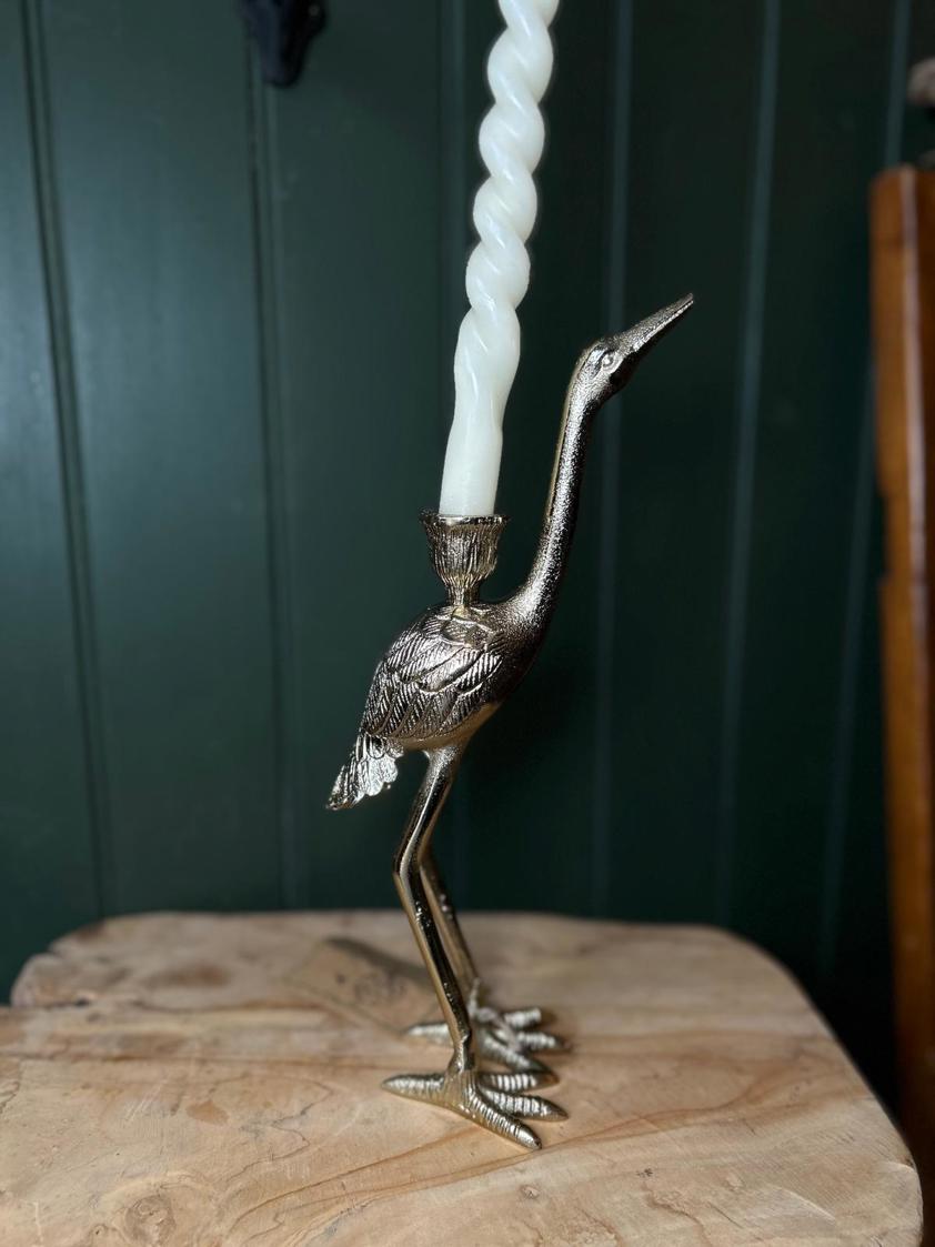 Stork Dinner Candle Holder Aluminium/Brass finish