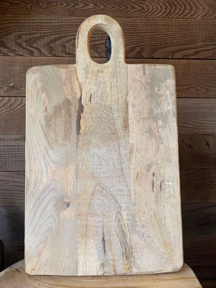 Large Mango Wood Serving Board with Ring Handle