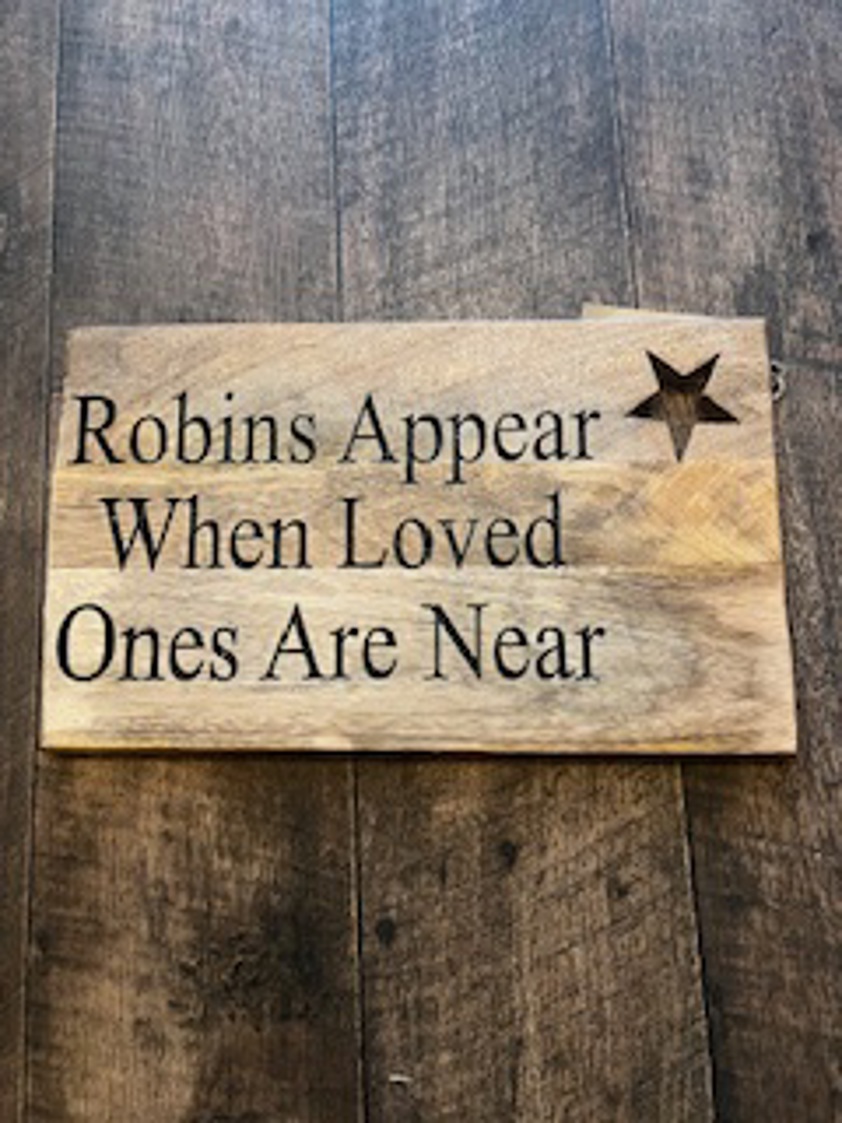 Robins Appear Large Star Sign - Without Metal Robin