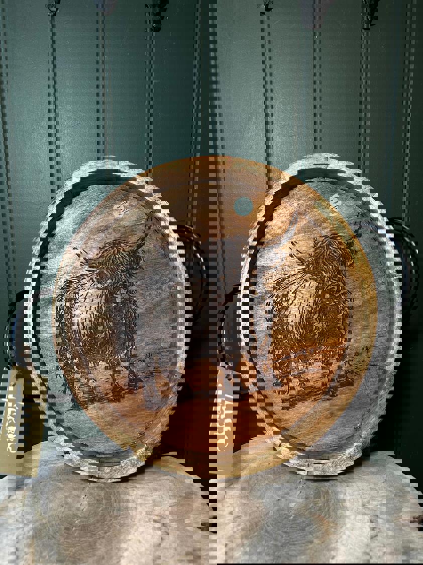 Highland Cow Round Mango Wood Tray