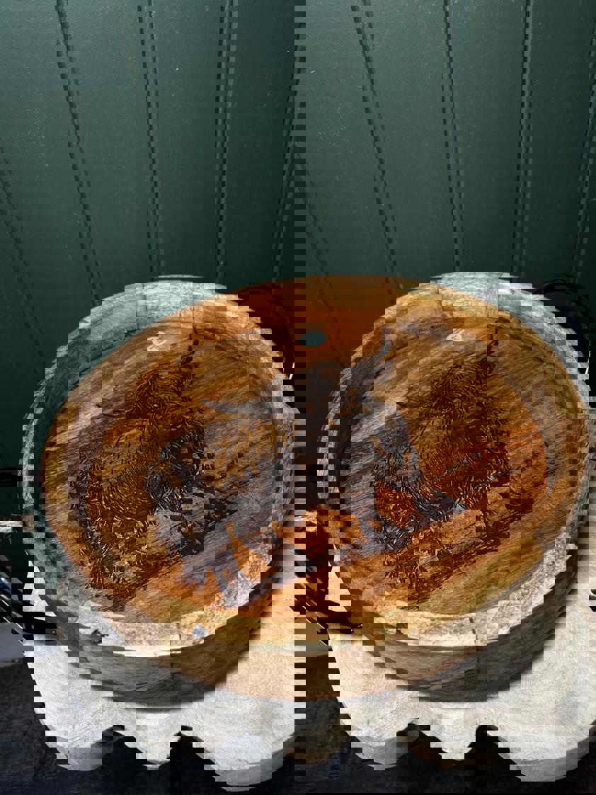 Highland Cow Round Mango Wood Tray