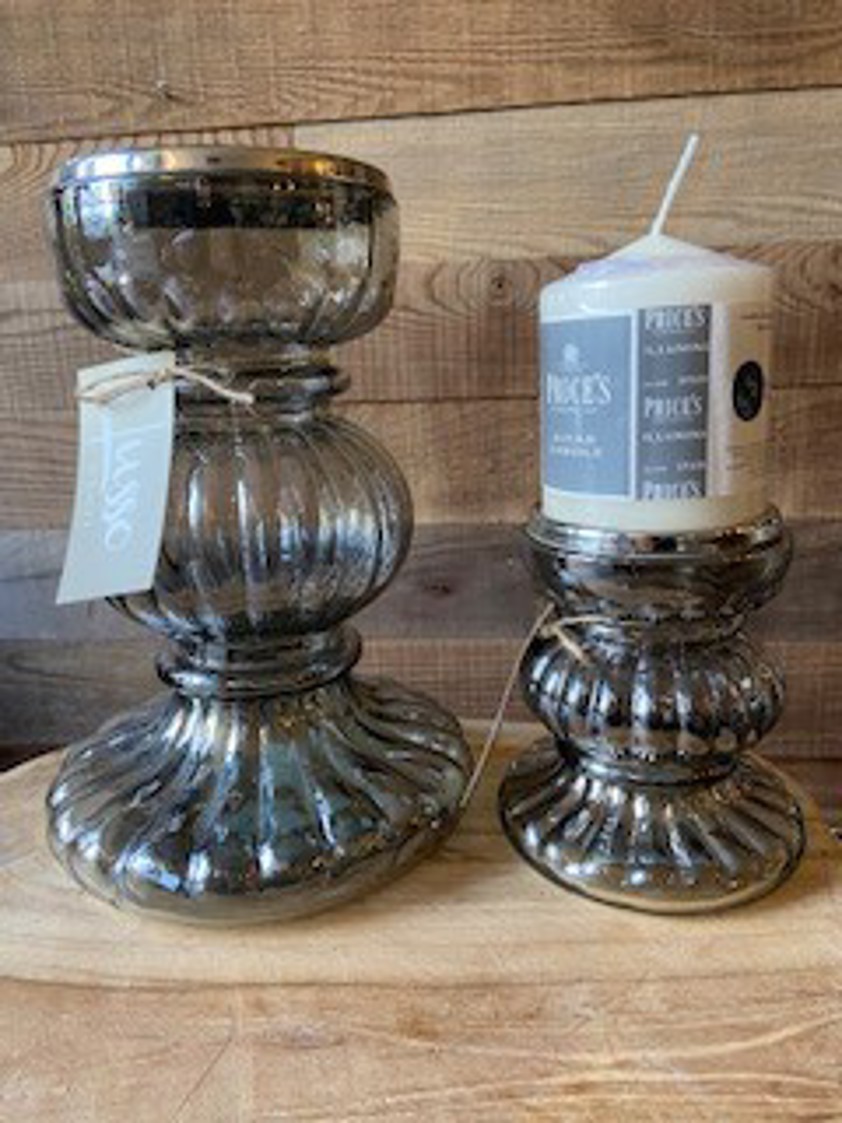 Smoked Midnight Ribbed Candle Holders (2 Sizes)