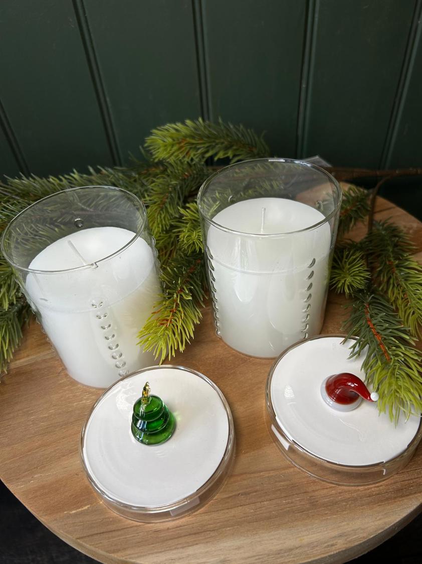 Clear Glass Lidded Christmas Candle
