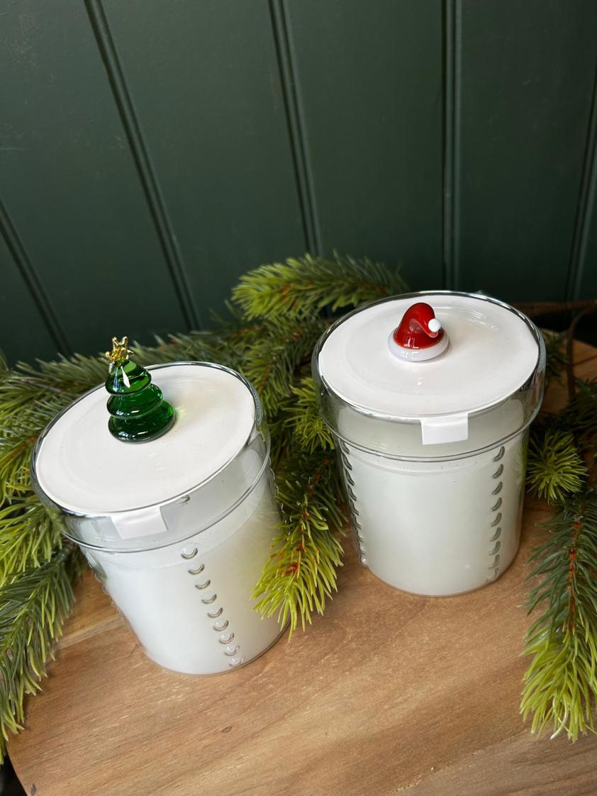 Clear Glass Lidded Christmas Candle