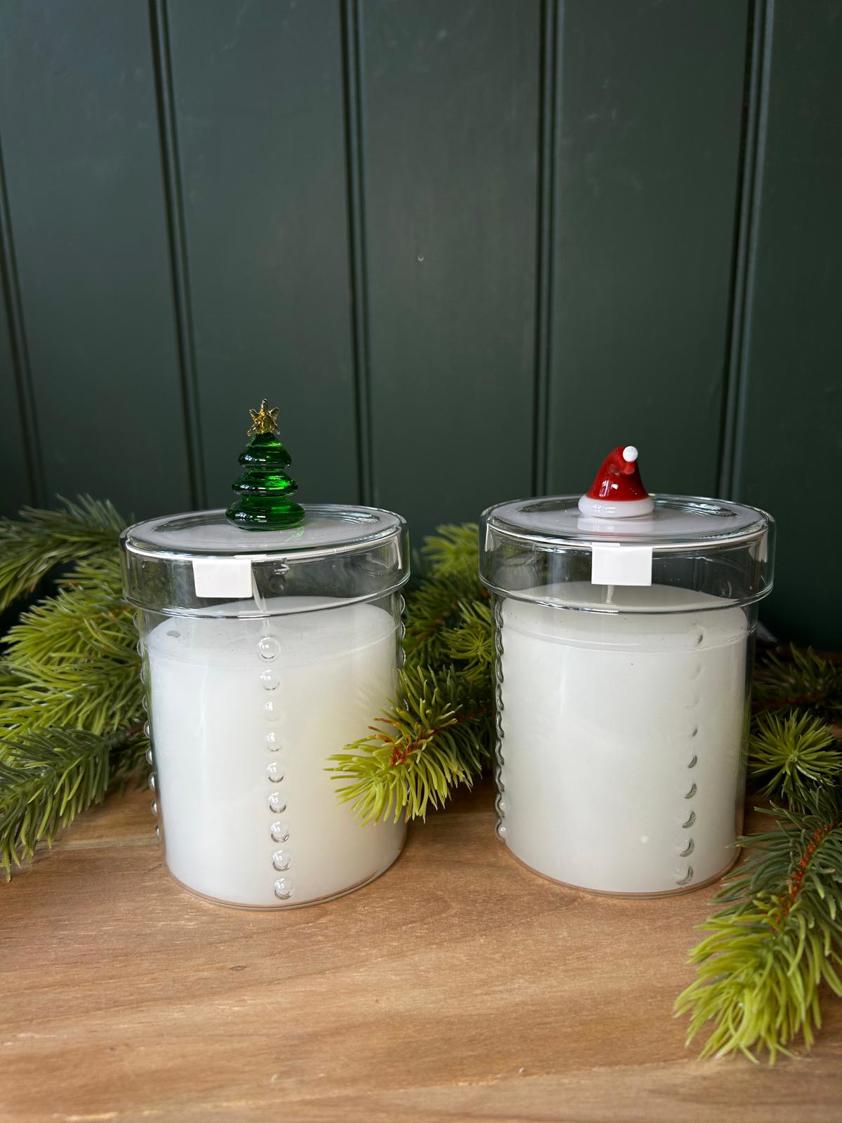 Clear Glass Lidded Christmas Candle