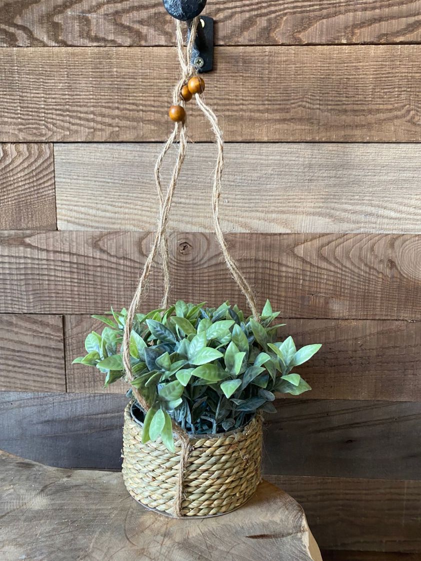 Ombre Leaf Artificial Plant in Hanging Seagrass Pot