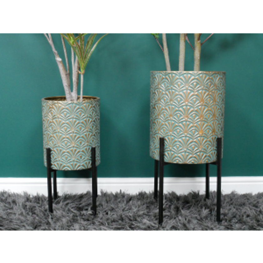 Gold & Teal Planter Set of two