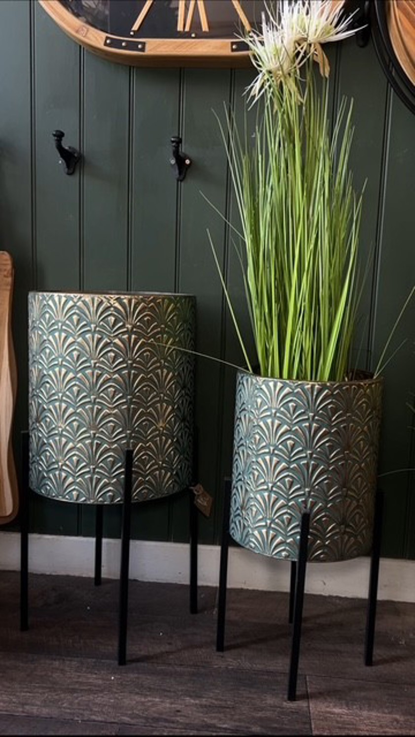 Gold & Teal Planter Set of two