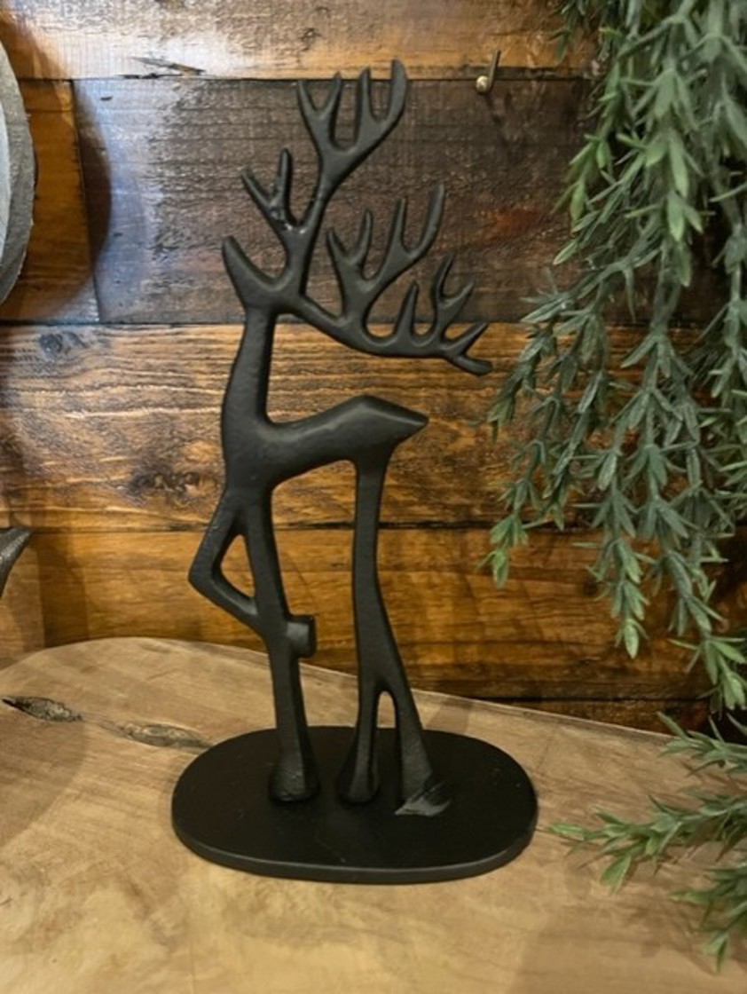 Small Standing Black Reindeer With Base