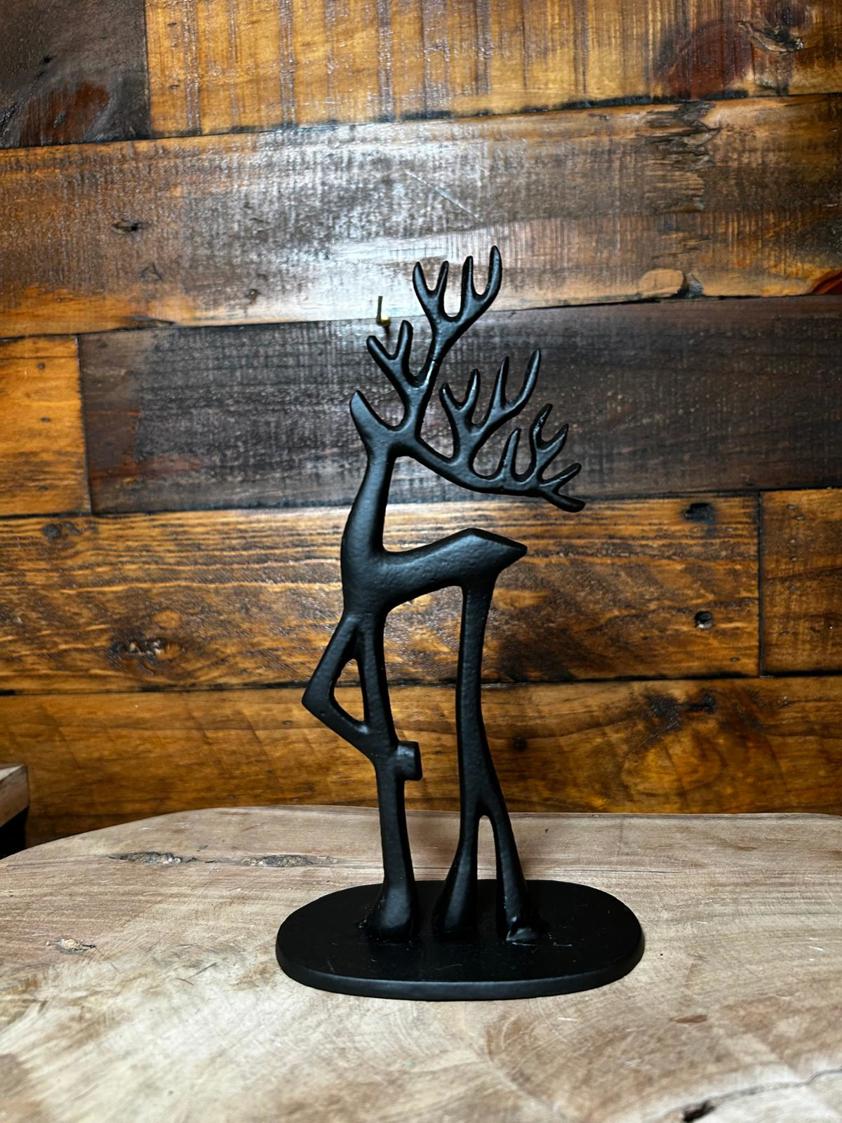 Small Standing Black Reindeer With Base