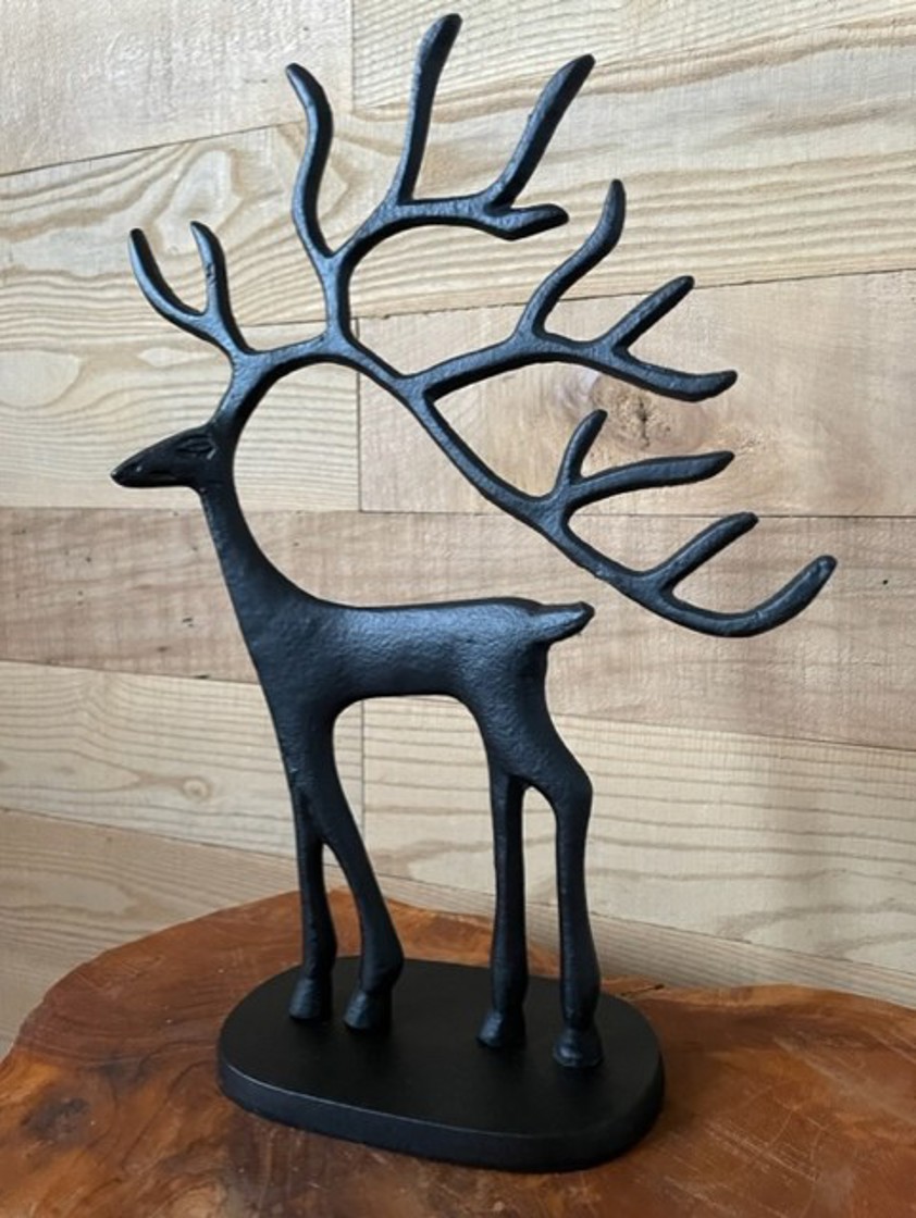 Large Standing Black Reindeer With Base