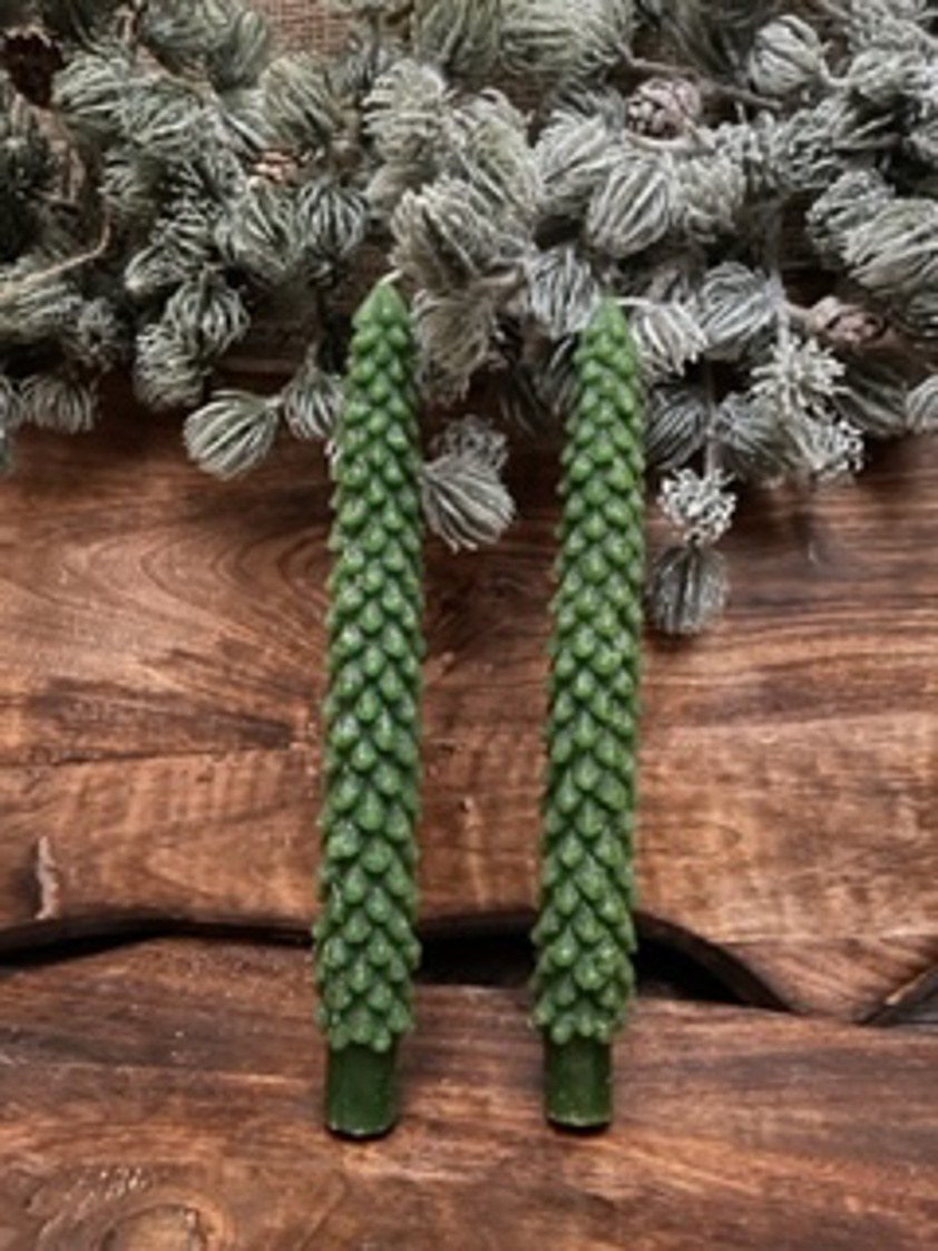 Emerald Green Tree Dinner Candles (set of 2)