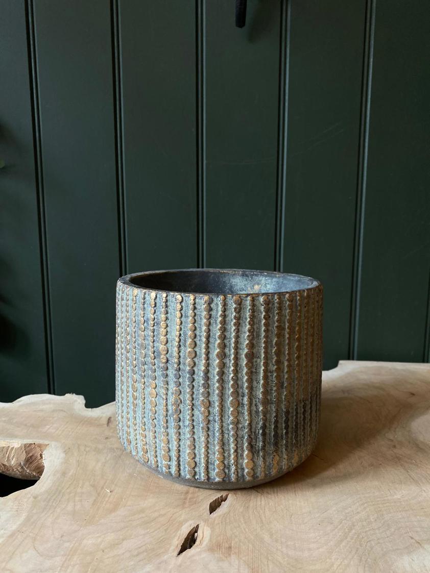 Dotted Patina Cement Plant Pot