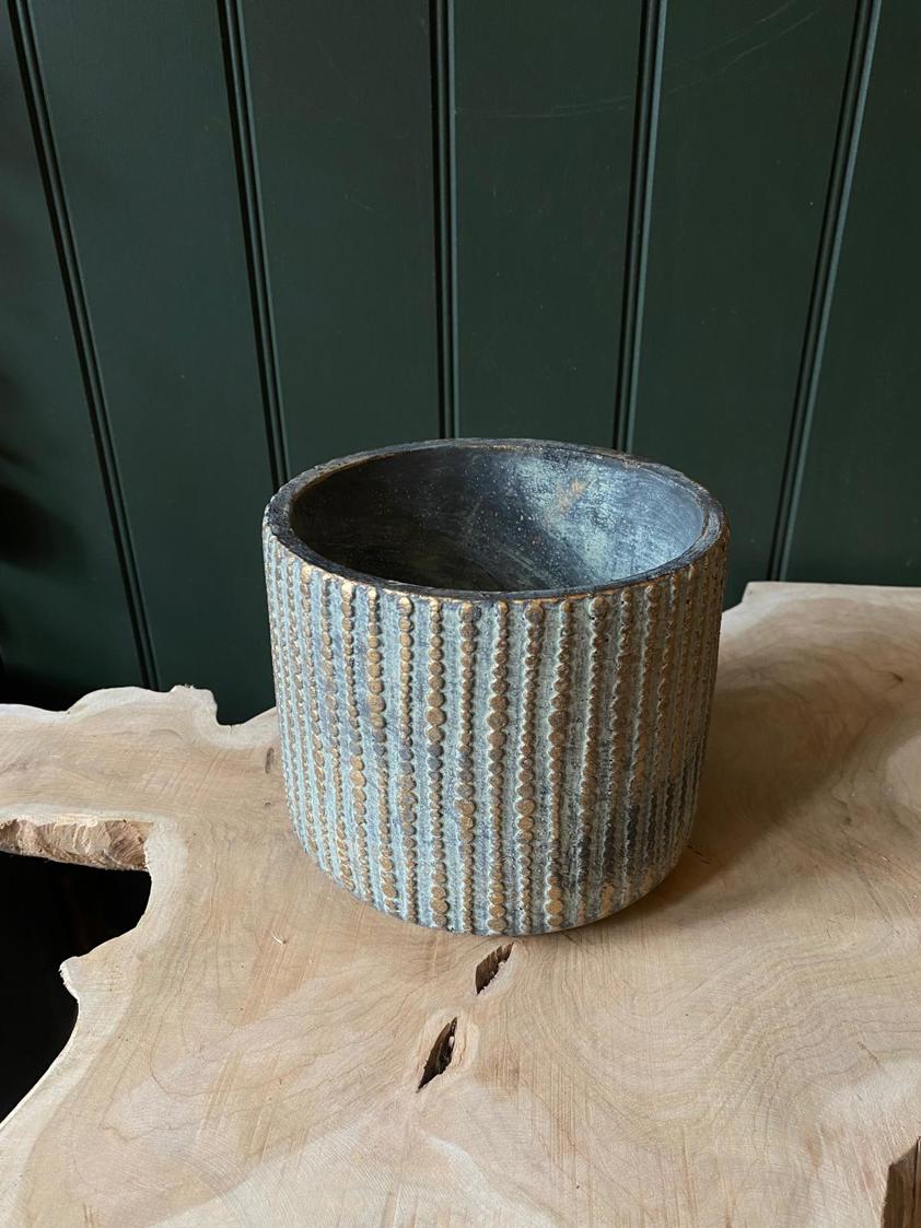 Dotted Patina Cement Plant Pot