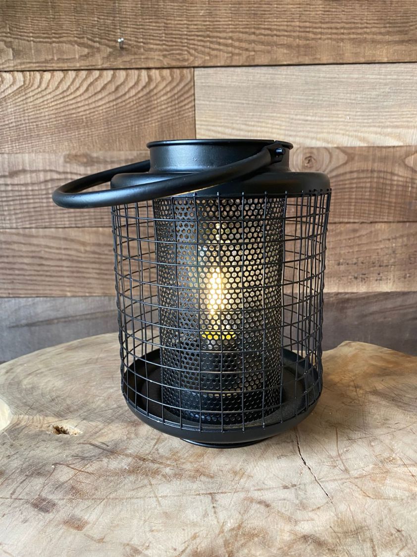 Black LED Cage Lantern