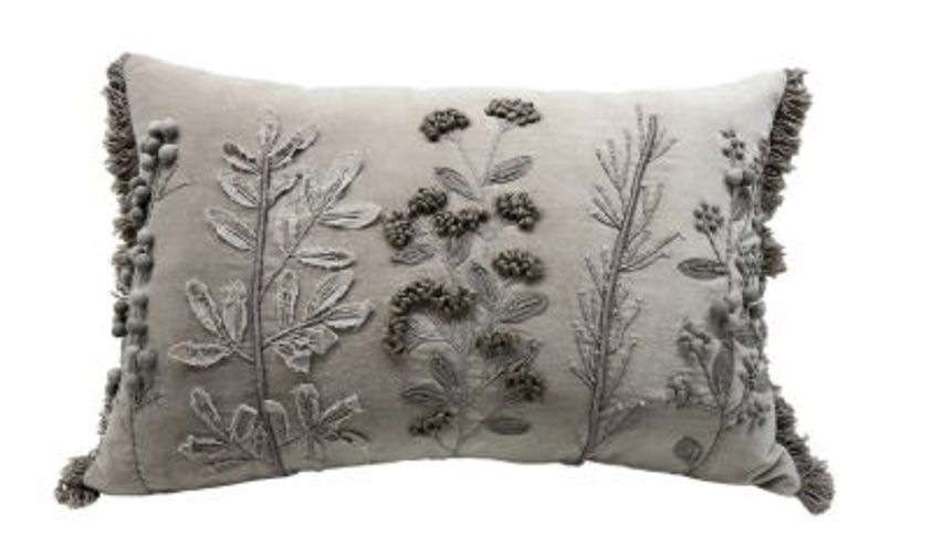 Kew Taupe Embroidered Cushion