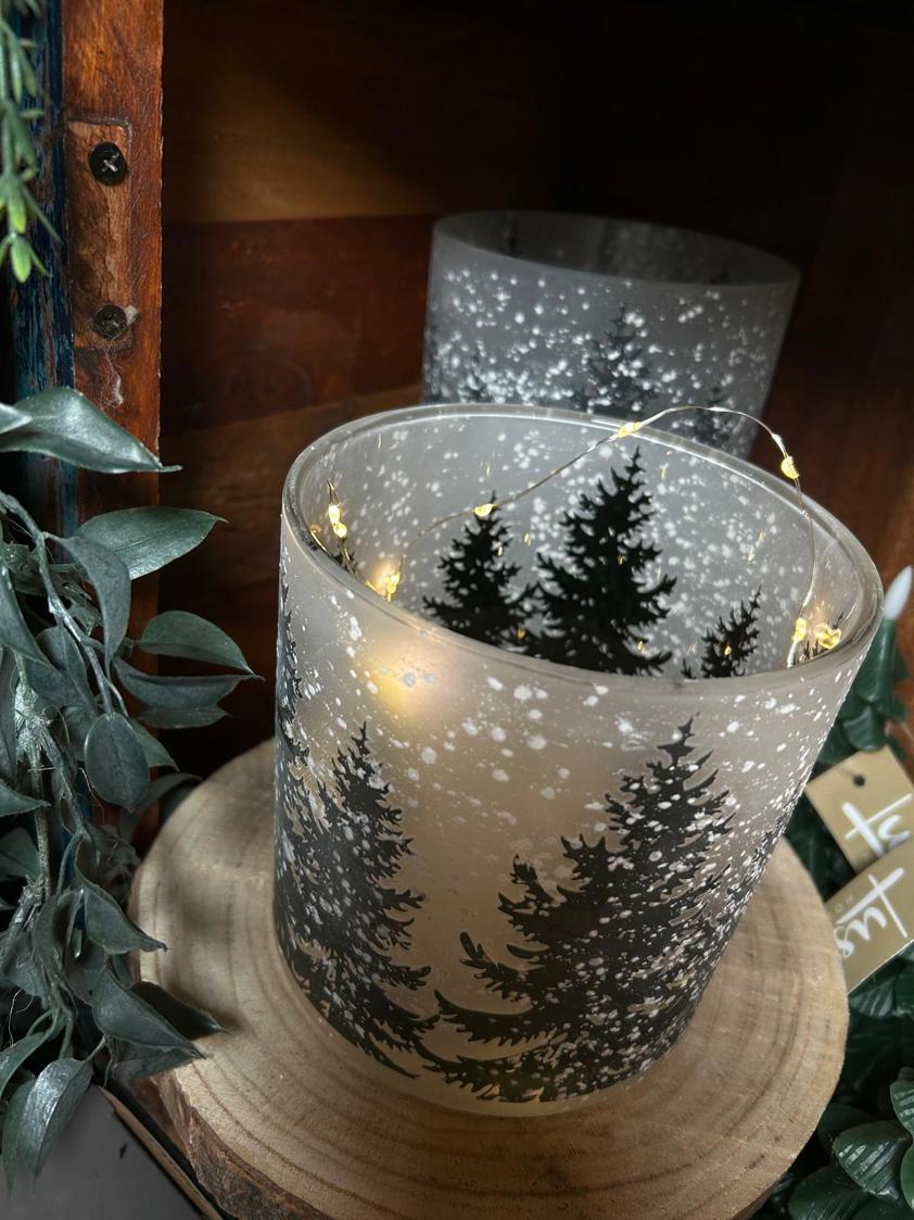 Snowy Trees Glass Hurricane