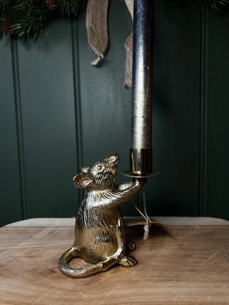 Mouse Candleholder in Gold Finish  Mouse Candleholder in Gold Finish